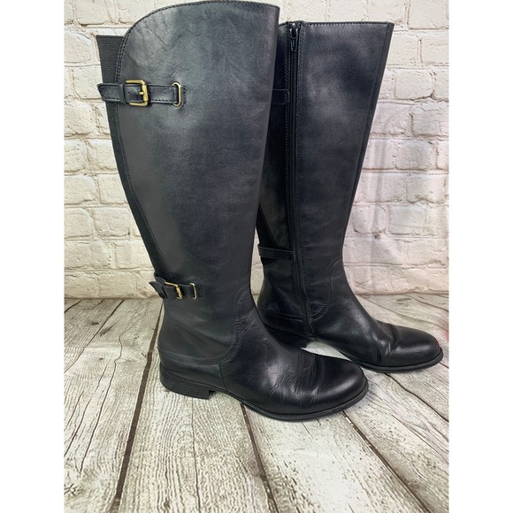 Naturalizer N5 Comfort JAMISON Black Knee High Leather Riding Boots, Size 8.5 - Picture 1 of 5
